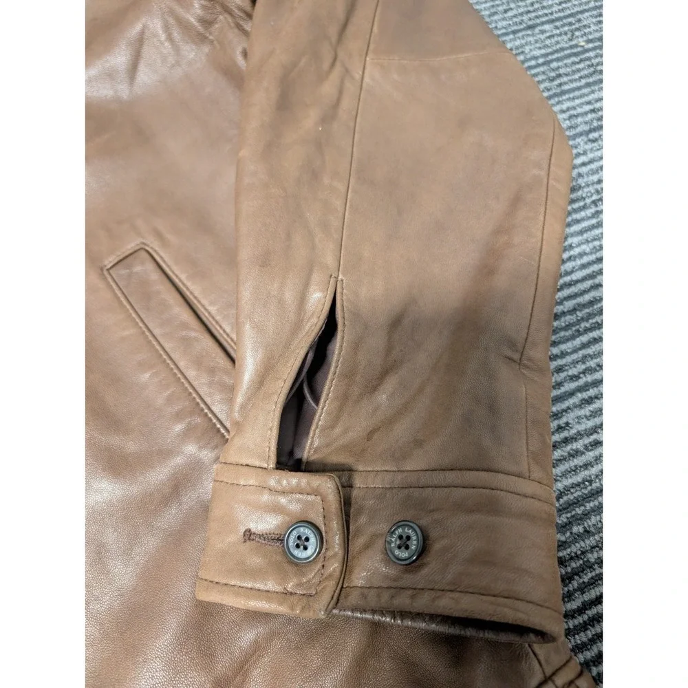 Polo Ralph Lauren Brown Lambskin Leather Harrington Bomber Jacket Men's Medium